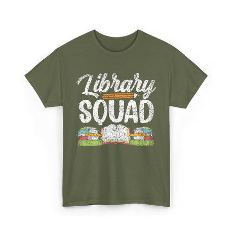 Library Squad Library Books T-Shirt - Military Green