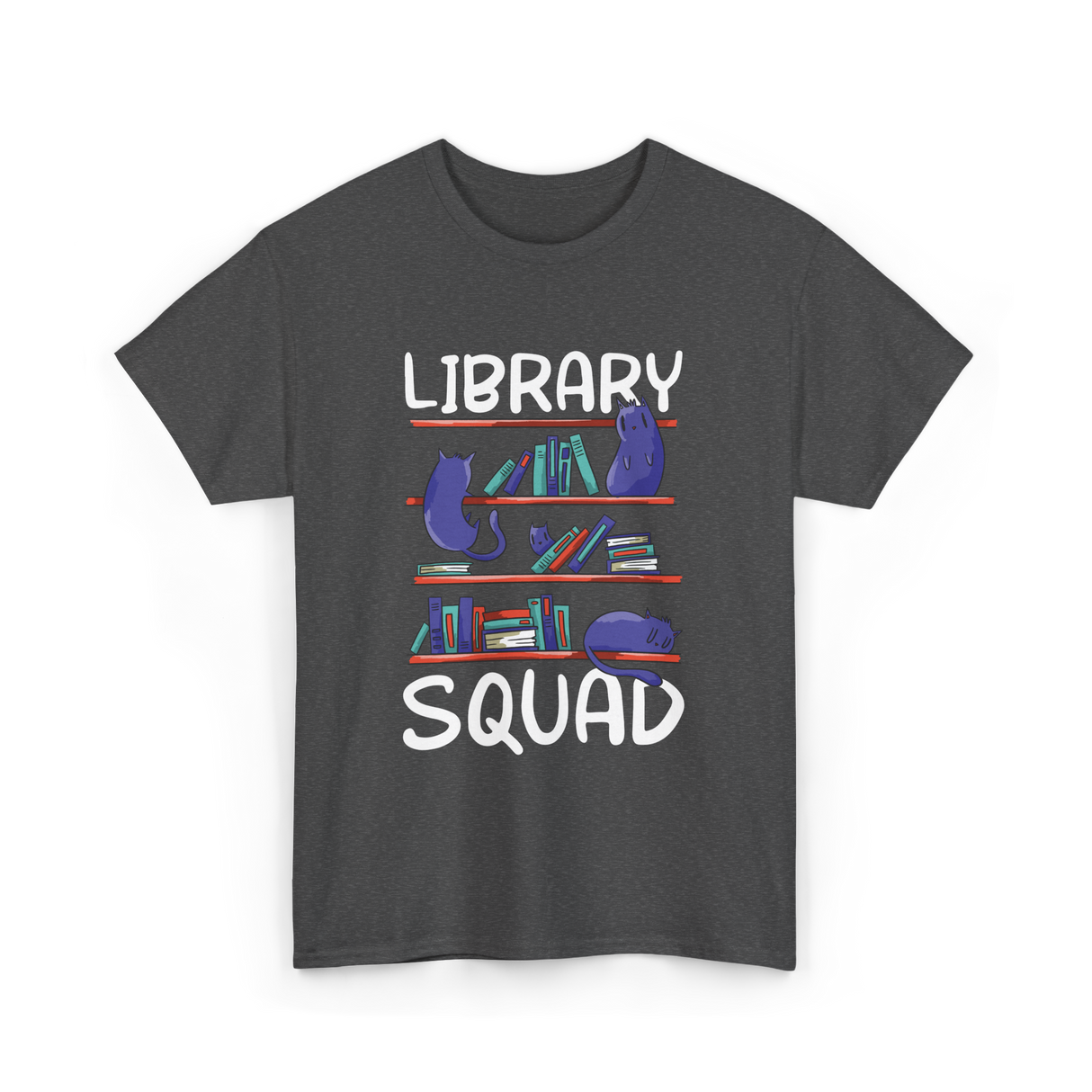 Library Squad Library Books T-Shirt - Dark Heather