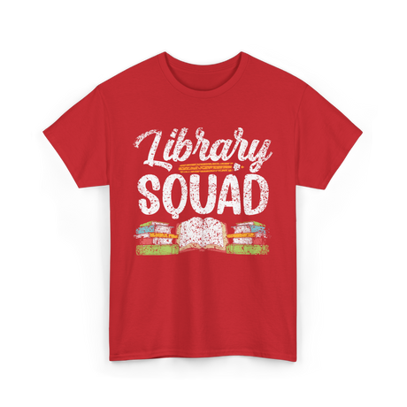 Library Squad Library Books T-Shirt - Red