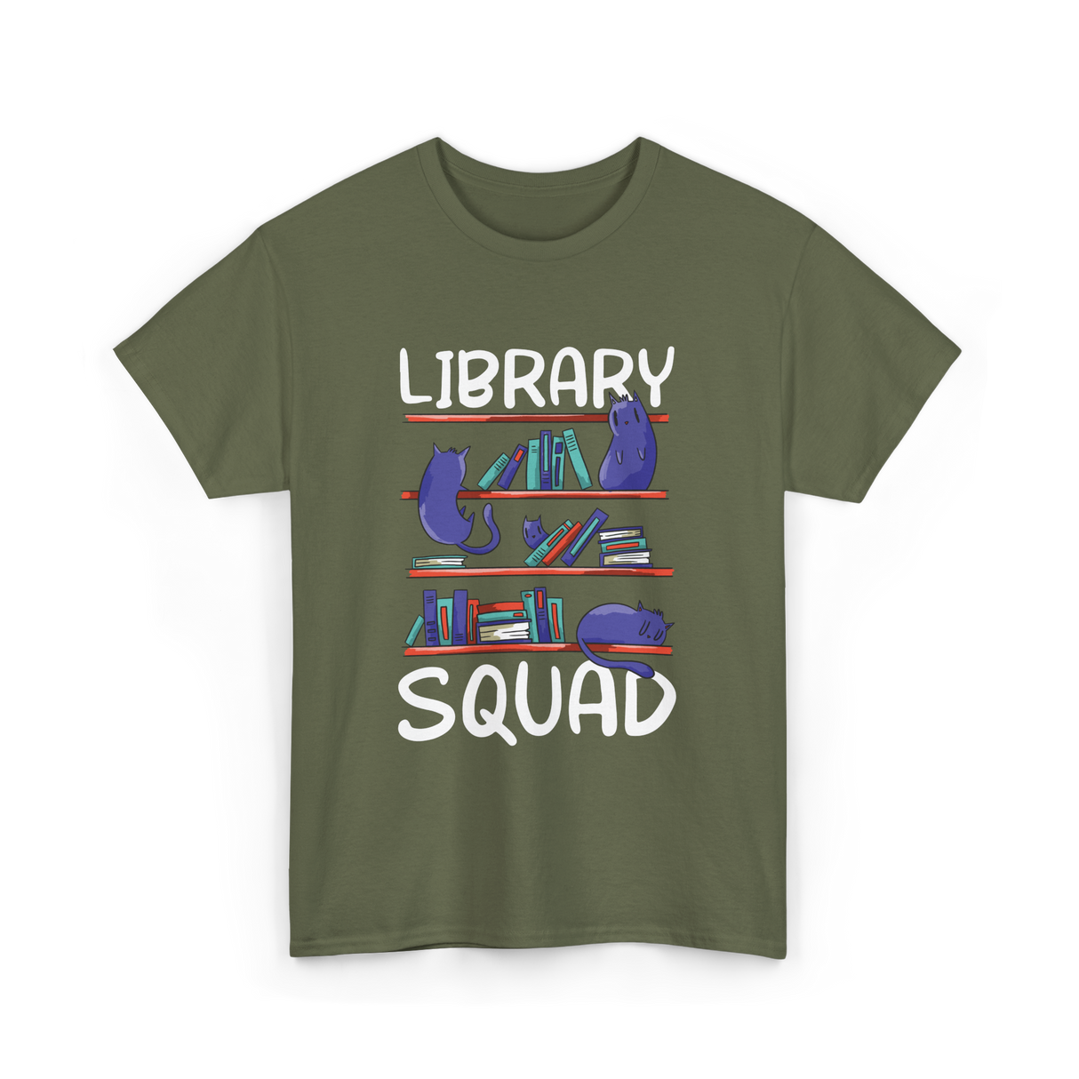 Library Squad Library Books T-Shirt - Military Green