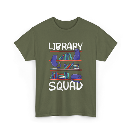 Library Squad Library Books T-Shirt - Military Green