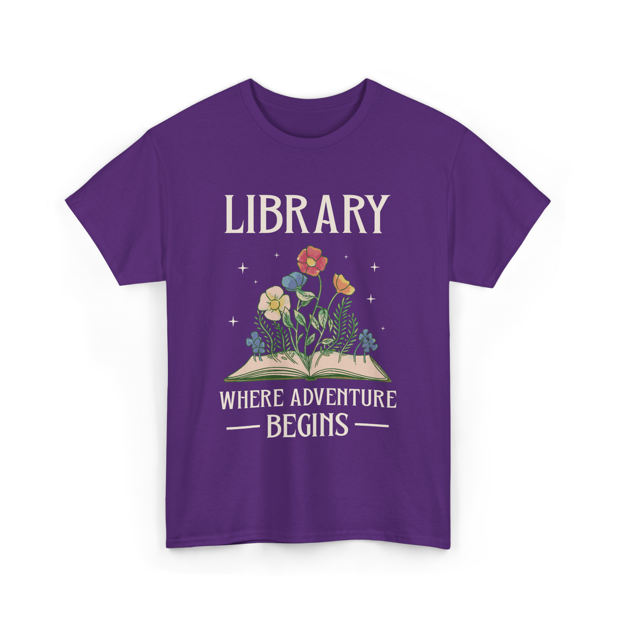 Library Where Adventure Begins Books T-Shirt - Purple