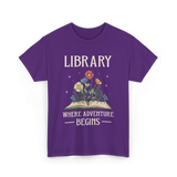 Library Where Adventure Begins Books T-Shirt - Purple