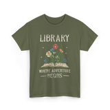 Library Where Adventure Begins Books T-Shirt - Military Green