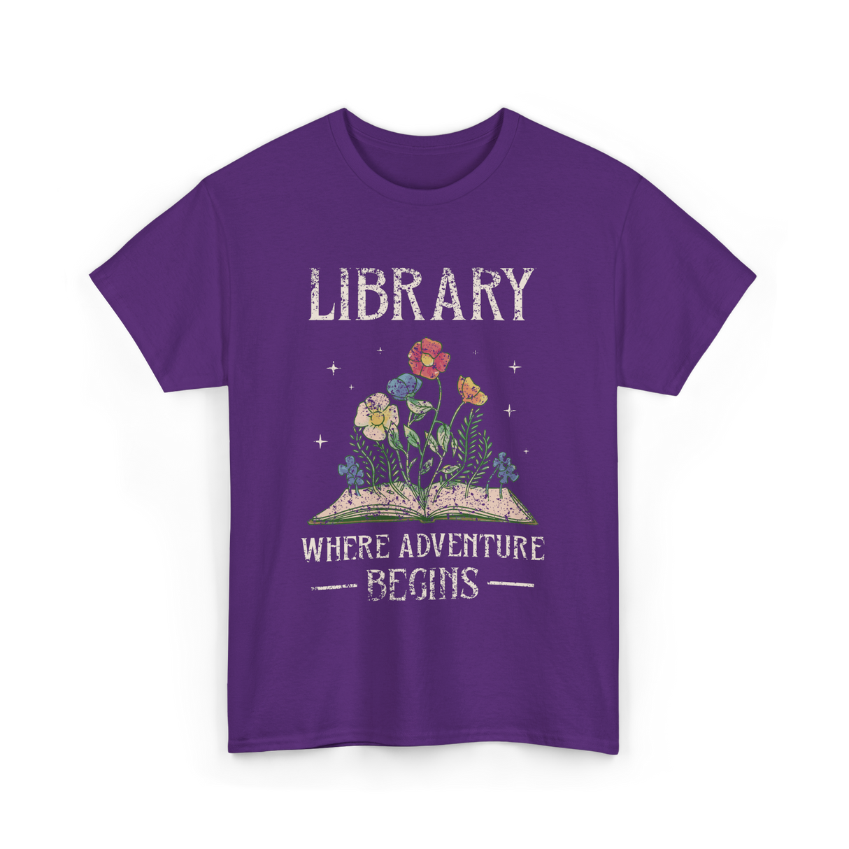 Library Where Adventure Begins Books T-Shirt - Purple