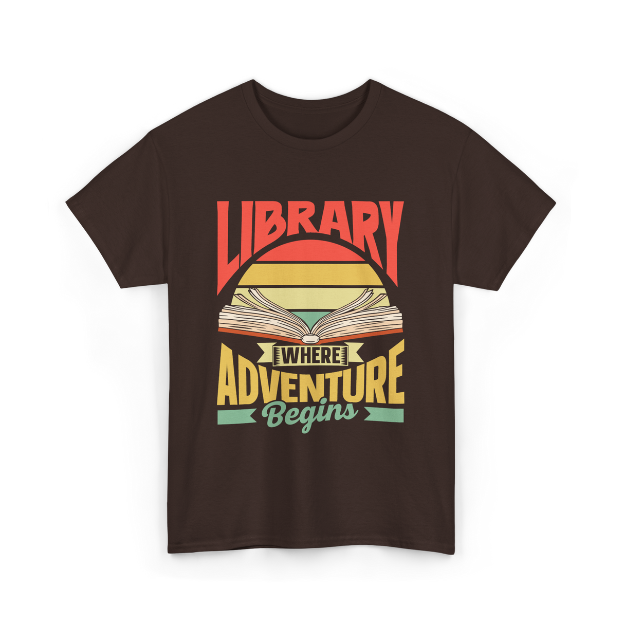 Library Where Adventure Begins Books T-Shirt - Dark Chocolate