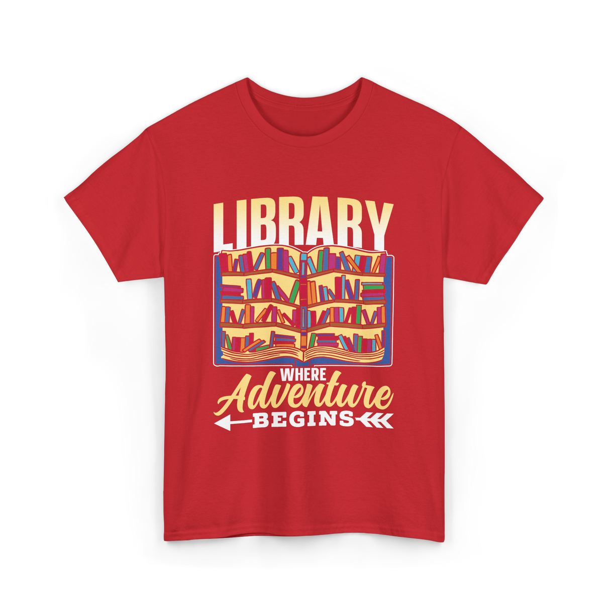 Library Where Adventure Begins Books T-Shirt - Red