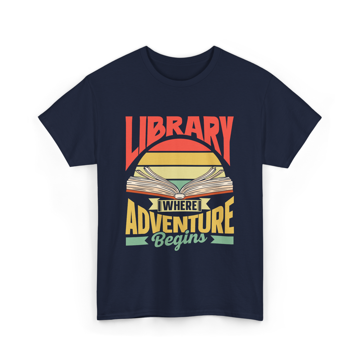 Library Where Adventure Begins Books T-Shirt - Navy