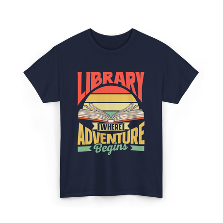 Library Where Adventure Begins Books T-Shirt - Navy