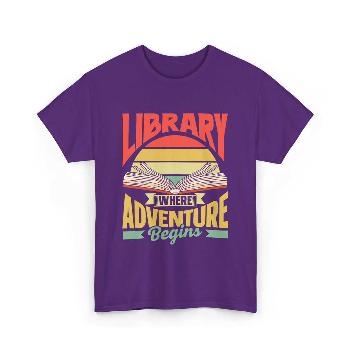 Library Where Adventure Begins Books T-Shirt - Purple