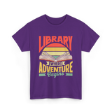 Library Where Adventure Begins Books T-Shirt - Purple