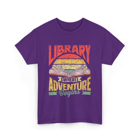 Library Where Adventure Begins Books T-Shirt - Purple