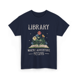 Library Where Adventure Begins Books T-Shirt - Navy