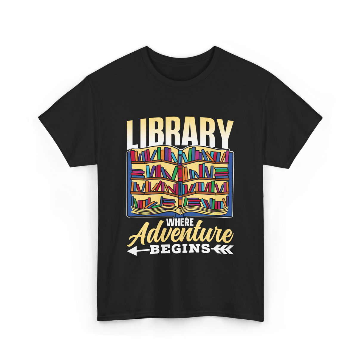 Library Where Adventure Begins Books T-Shirt - Black