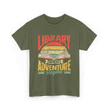 Library Where Adventure Begins Books T-Shirt - Military Green