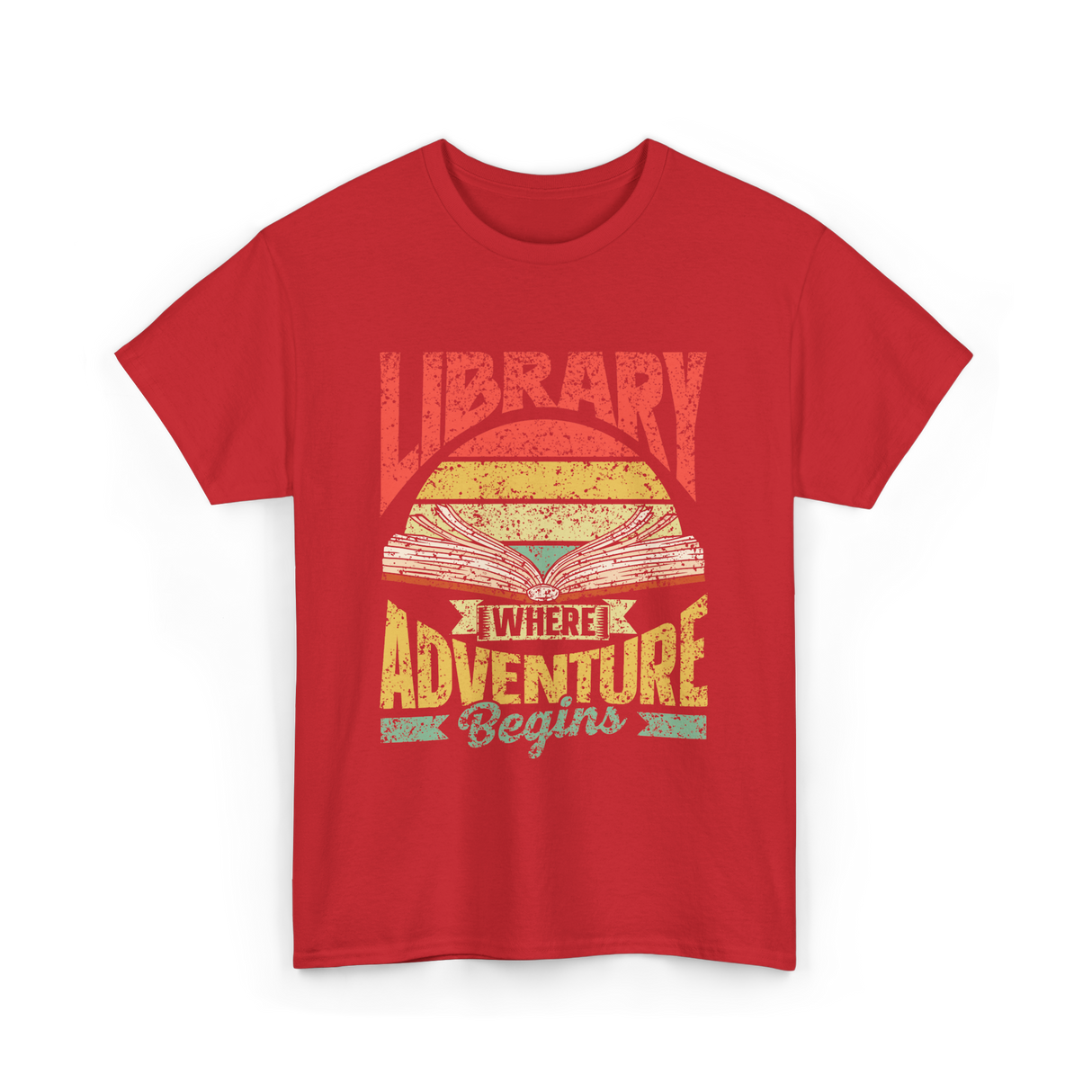 Library Where Adventure Begins Books T-Shirt - Red