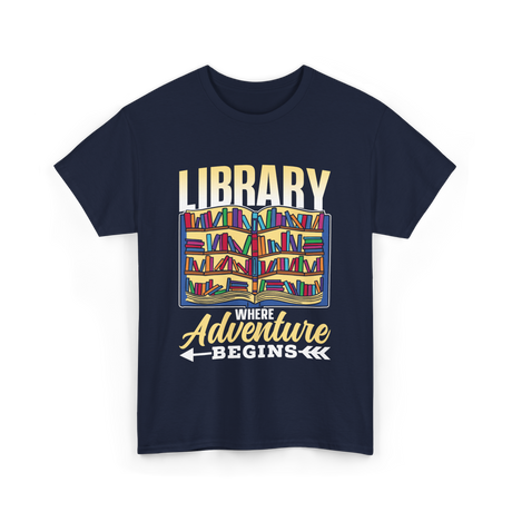 Library Where Adventure Begins Books T-Shirt - Navy