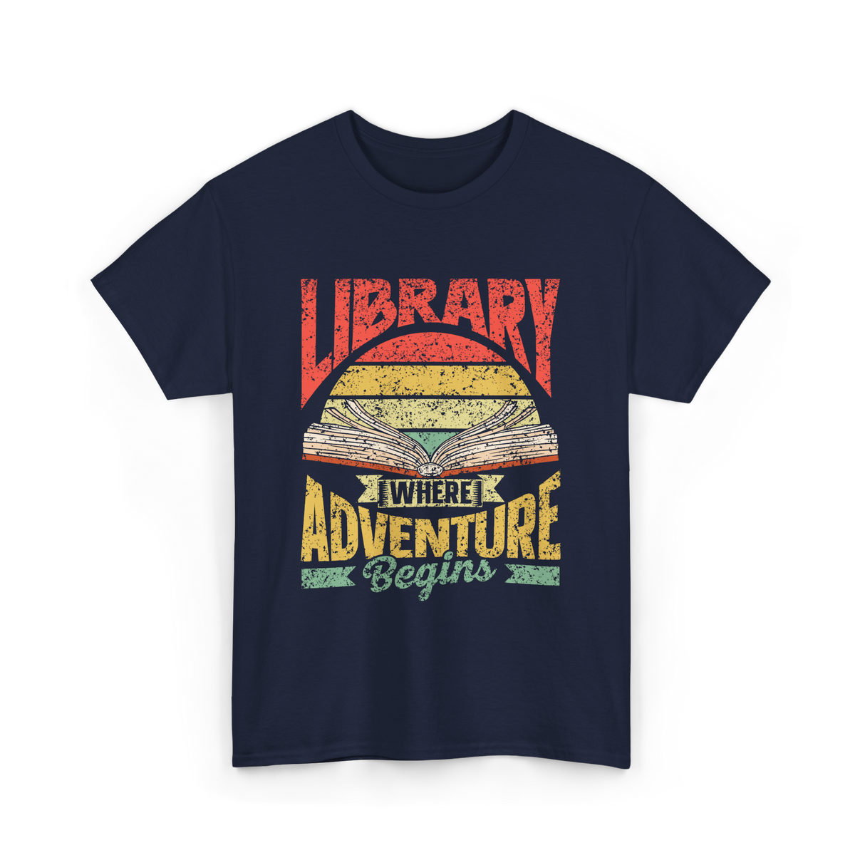 Library Where Adventure Begins Books T-Shirt - Navy