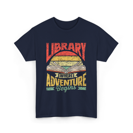 Library Where Adventure Begins Books T-Shirt - Navy