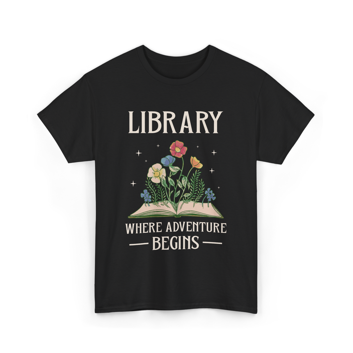 Library Where Adventure Begins Books T-Shirt - Black