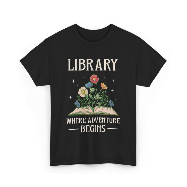 Library Where Adventure Begins Books T-Shirt - Black