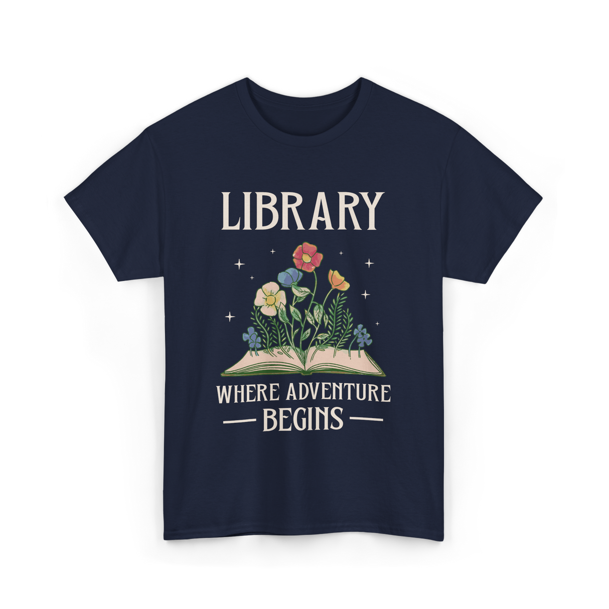 Library Where Adventure Begins Books T-Shirt - Navy