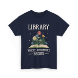 Library Where Adventure Begins Books T-Shirt - Navy