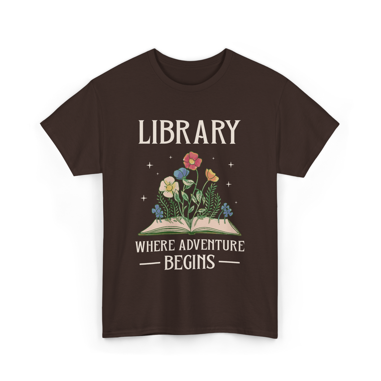 Library Where Adventure Begins Books T-Shirt - Dark Chocolate