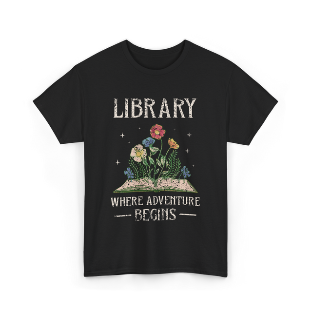 Library Where Adventure Begins Books T-Shirt - Black