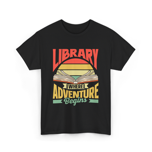 Library Where Adventure Begins Books T-Shirt - Black