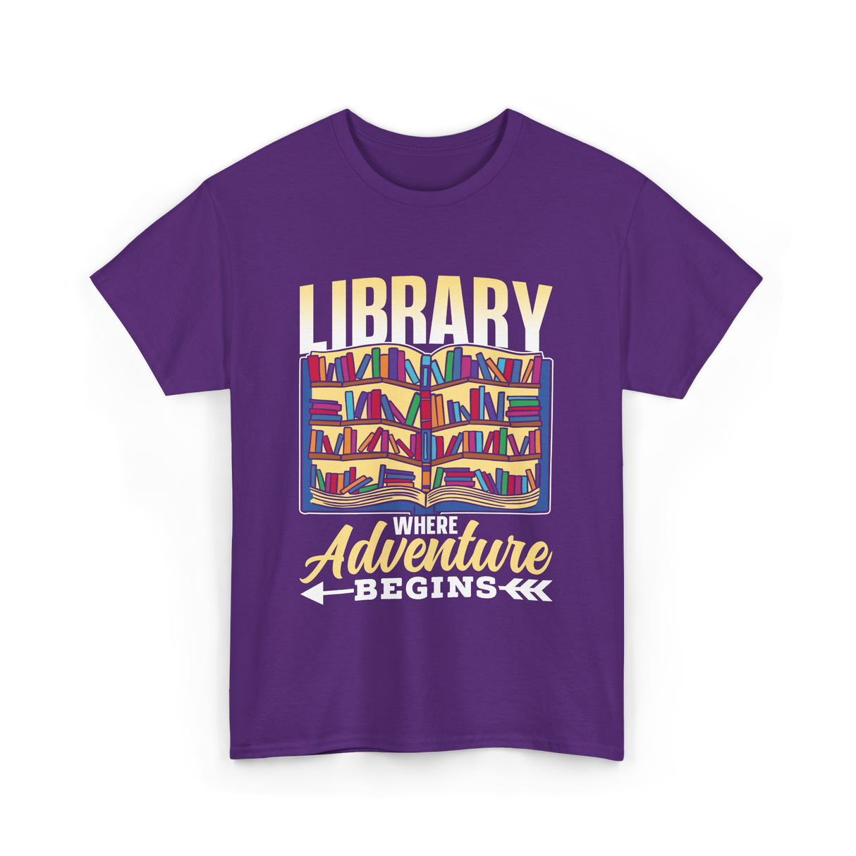 Library Where Adventure Begins Books T-Shirt - Purple