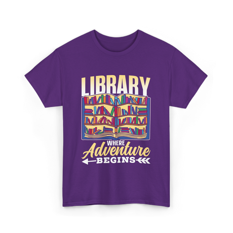 Library Where Adventure Begins Books T-Shirt - Purple