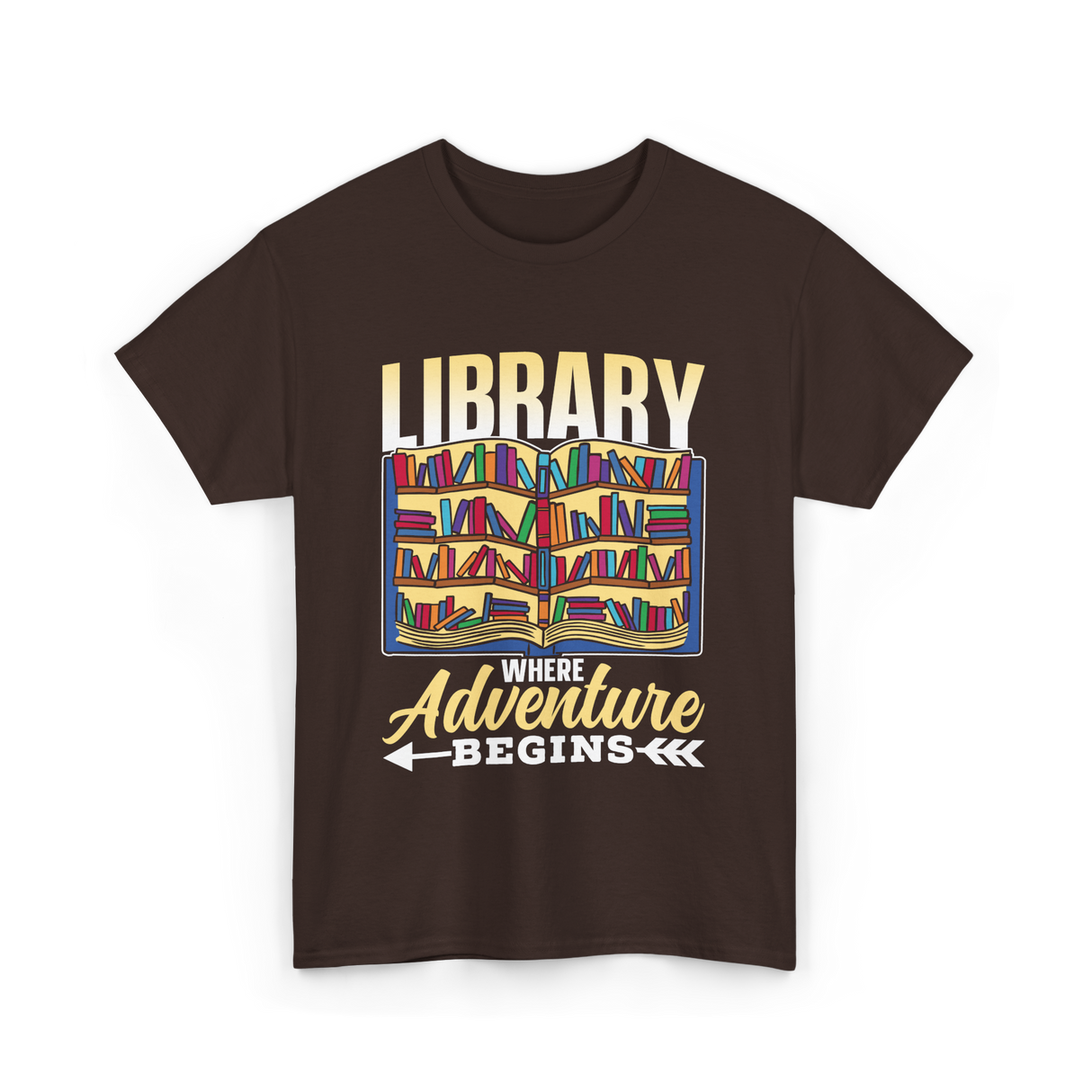 Library Where Adventure Begins Books T-Shirt - Dark Chocolate