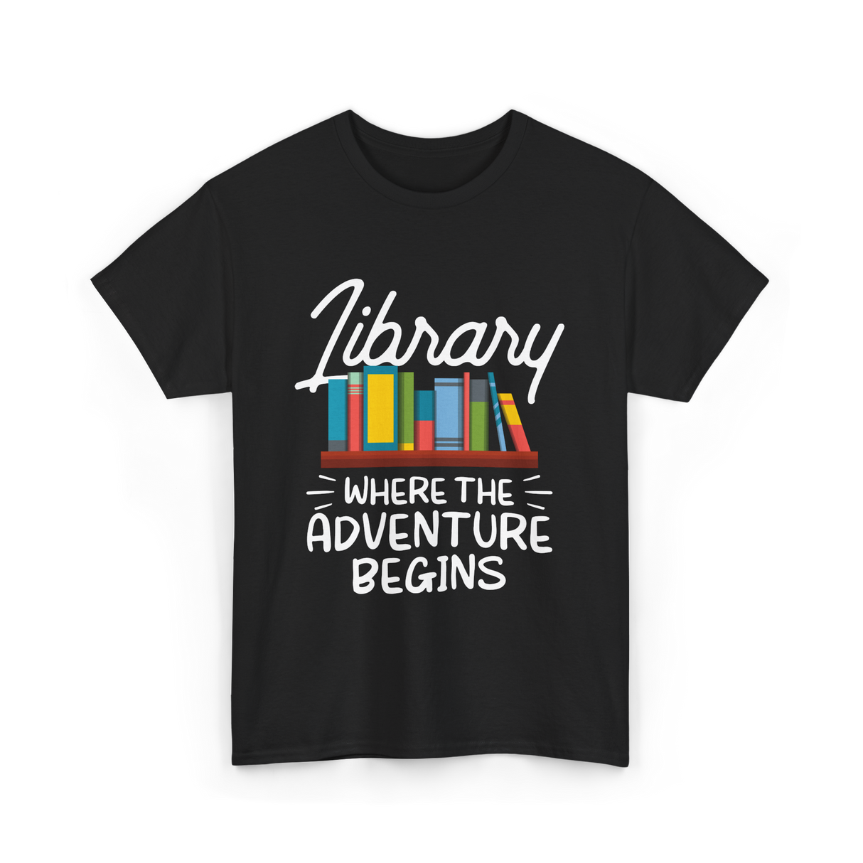 Library Where The Adventure Begins T-Shirt - Black