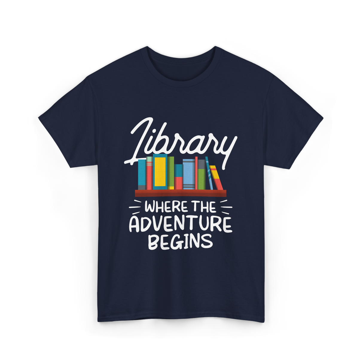 Library Where The Adventure Begins T-Shirt - Navy