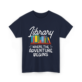 Library Where The Adventure Begins T-Shirt - Navy