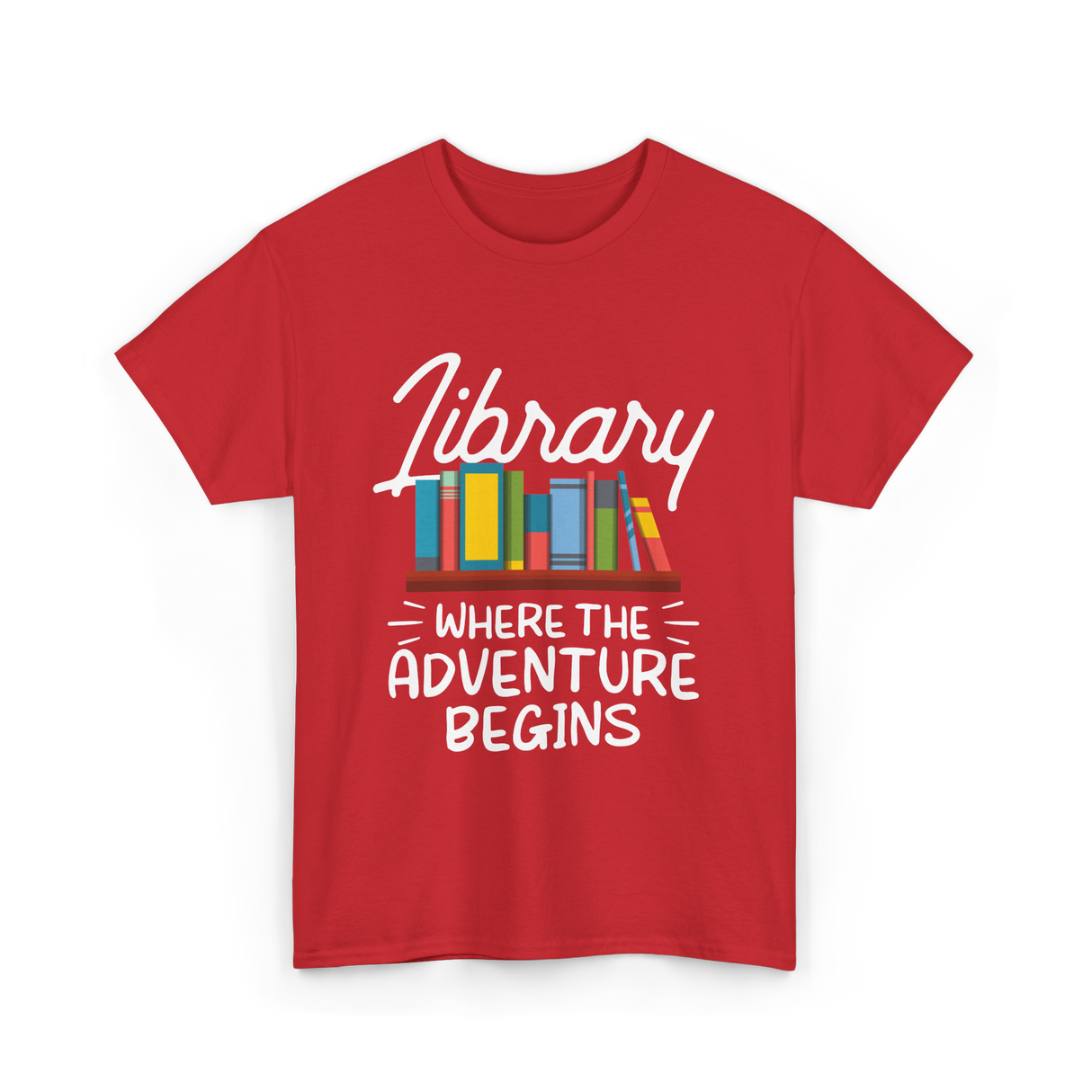 Library Where The Adventure Begins T-Shirt - Red