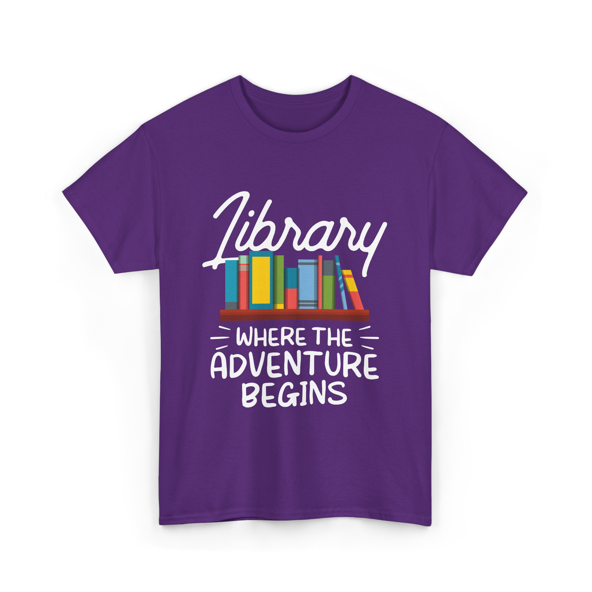 Library Where The Adventure Begins T-Shirt - Purple