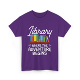 Library Where The Adventure Begins T-Shirt - Purple