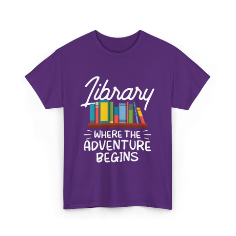 Library Where The Adventure Begins T-Shirt - Purple