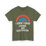 License Registration Car Enthusiast T-Shirt - Military Green