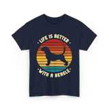 Life Is Better Beagle Dog T-Shirt - Navy