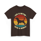 Life Is Better Beagle Dog T-Shirt - Dark Chocolate