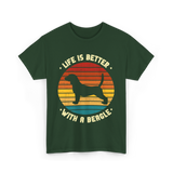 Life Is Better Beagle Dog T-Shirt - Forest Green