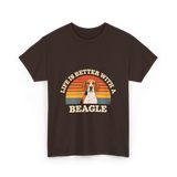 Life is Better Beagle Dog T-Shirt - Dark Chocolate