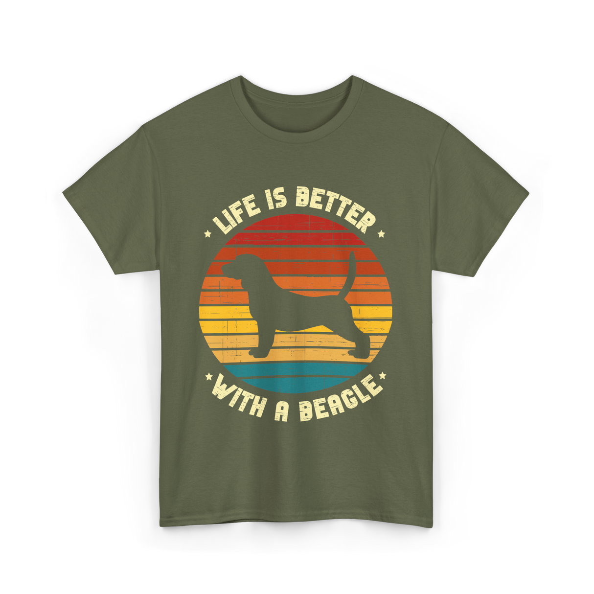 Life Is Better Beagle Dog T-Shirt - Military Green