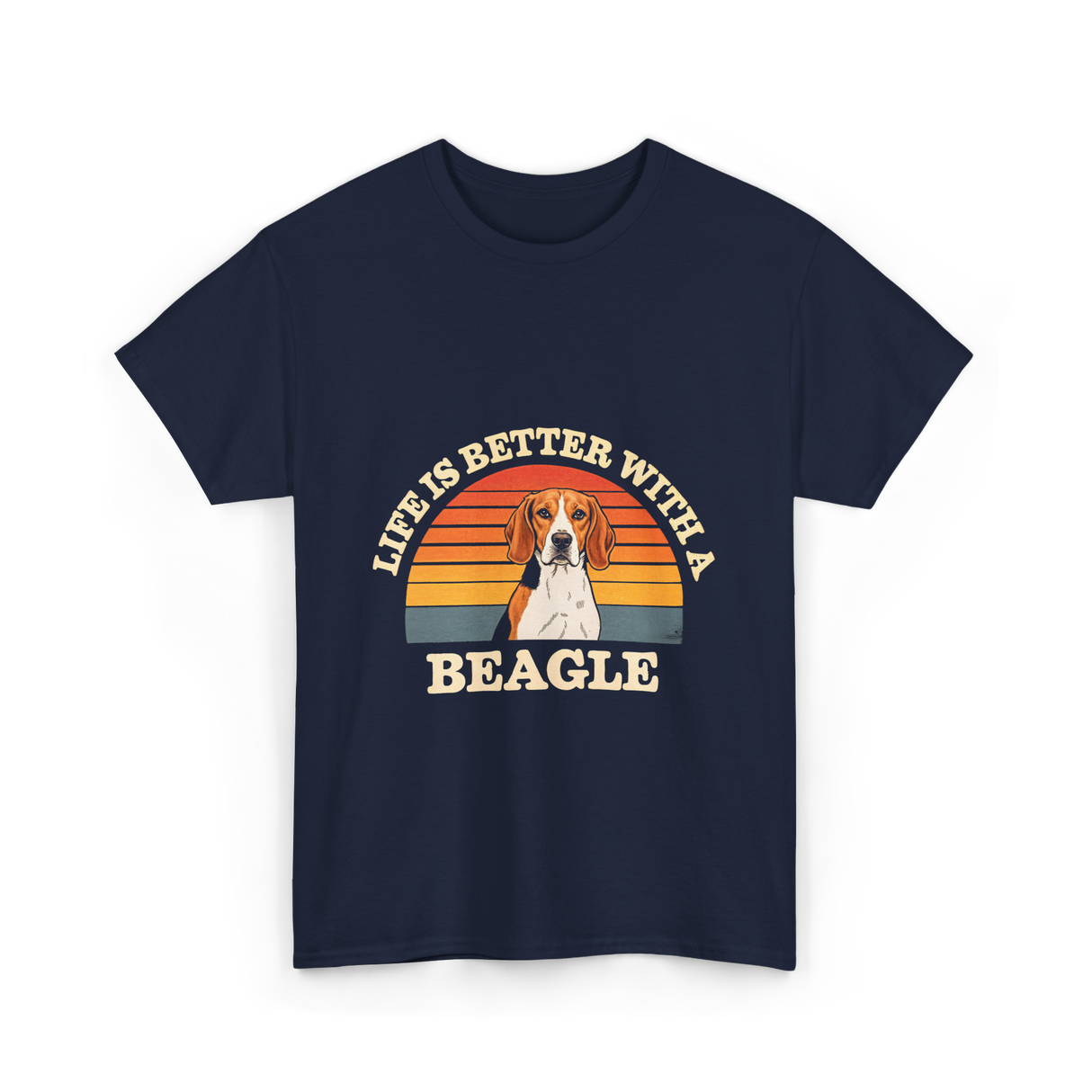 Life is Better Beagle Dog T-Shirt - Navy