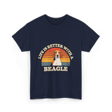 Life is Better Beagle Dog T-Shirt - Navy