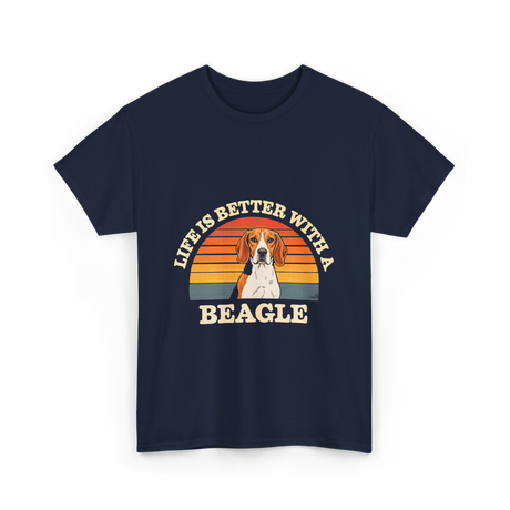 Life is Better Beagle Dog T-Shirt - Navy