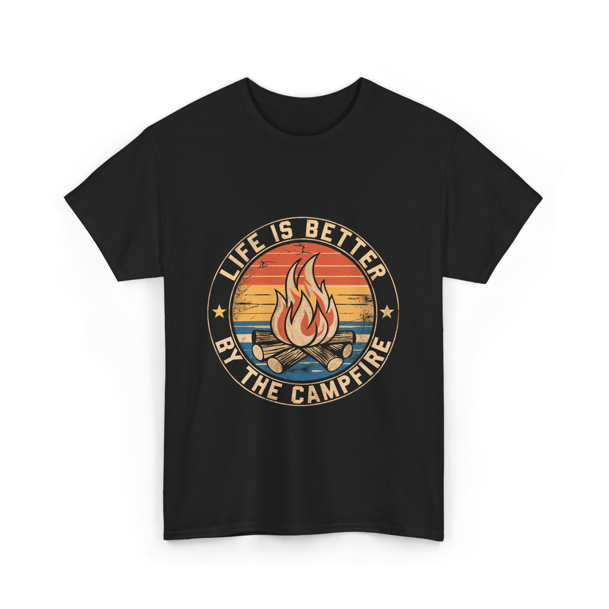 Life is Better By The Campfire Camping T-Shirt - Black